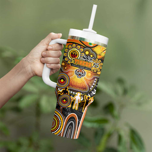 NAIDOC Week 2025 Tigers Rugby Tumbler With Handle Aboriginal Dot Painting