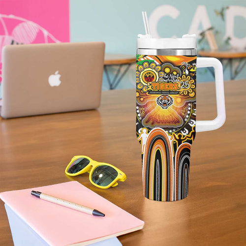 NAIDOC Week 2025 Tigers Rugby Tumbler With Handle Aboriginal Dot Painting