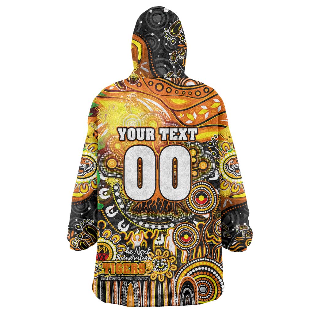 Personalised NAIDOC Week 2025 Tigers Rugby Wearable Blanket Hoodie Aboriginal Dot Painting