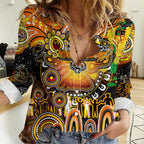 Personalised NAIDOC Week 2025 Tigers Rugby Women Casual Shirt Aboriginal Dot Painting