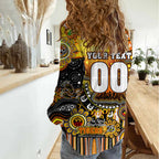 Personalised NAIDOC Week 2025 Tigers Rugby Women Casual Shirt Aboriginal Dot Painting