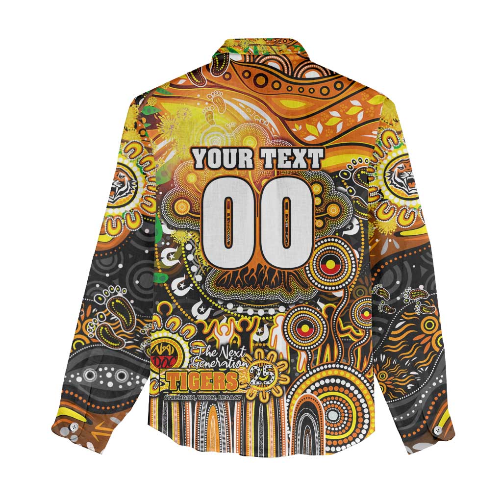 Personalised NAIDOC Week 2025 Tigers Rugby Women Casual Shirt Aboriginal Dot Painting