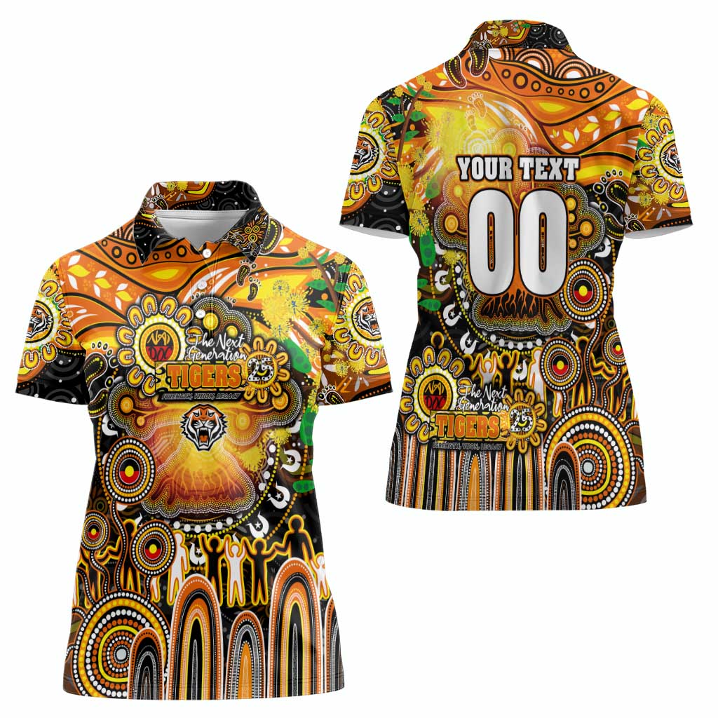 Personalised NAIDOC Week 2025 Tigers Rugby Women Polo Shirt Aboriginal Dot Painting