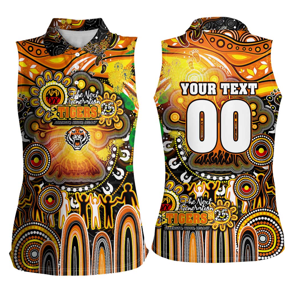 Personalised NAIDOC Week 2025 Tigers Rugby Women Sleeveless Polo Shirt Aboriginal Dot Painting