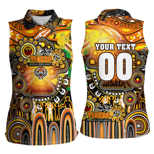 Personalised NAIDOC Week 2025 Tigers Rugby Women Sleeveless Polo Shirt Aboriginal Dot Painting