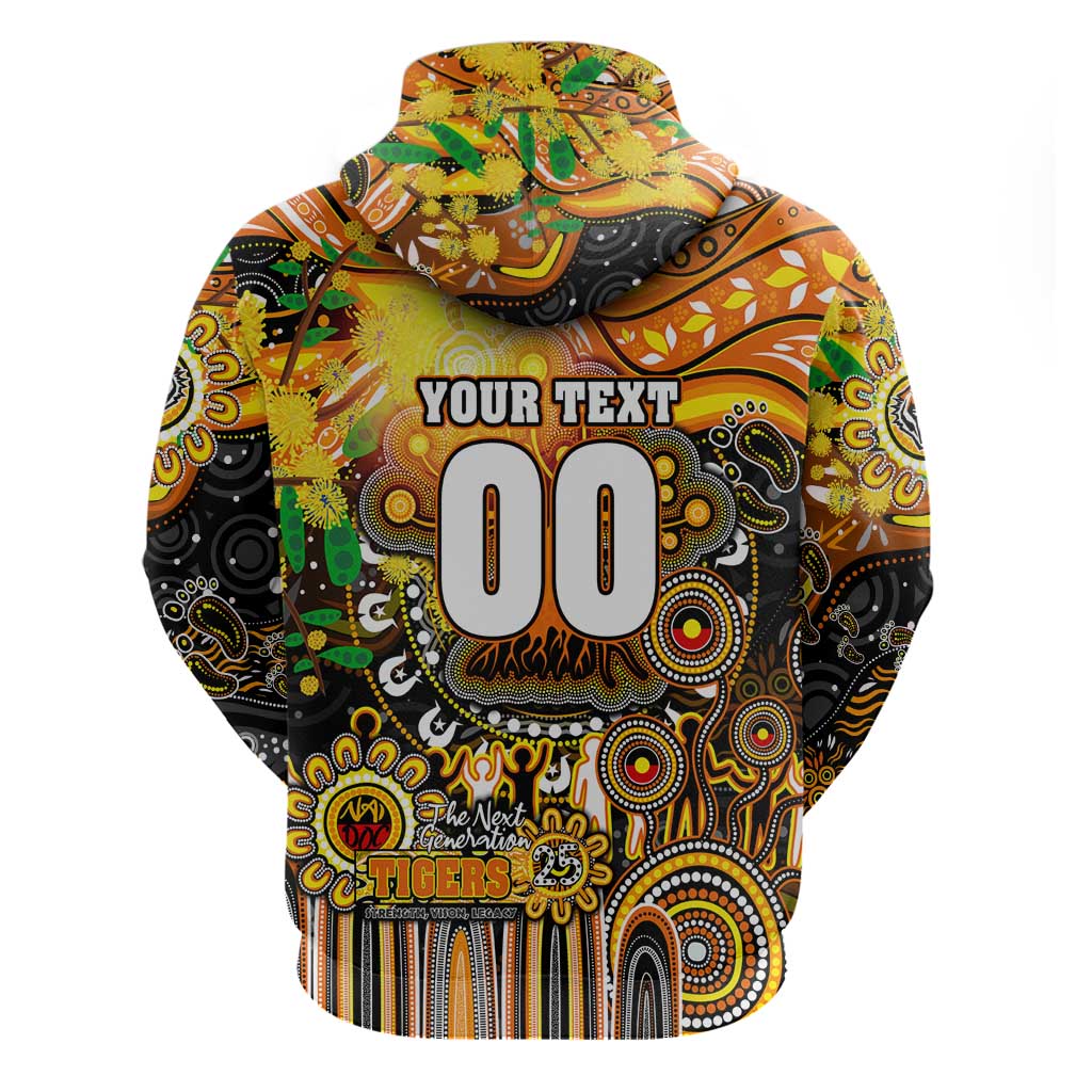 Personalised NAIDOC Week 2025 Tigers Rugby Zip Hoodie Aboriginal Dot Painting