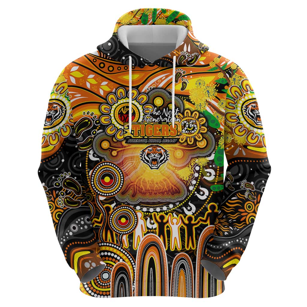 Personalised NAIDOC Week 2025 Tigers Rugby Zip Hoodie Aboriginal Dot Painting