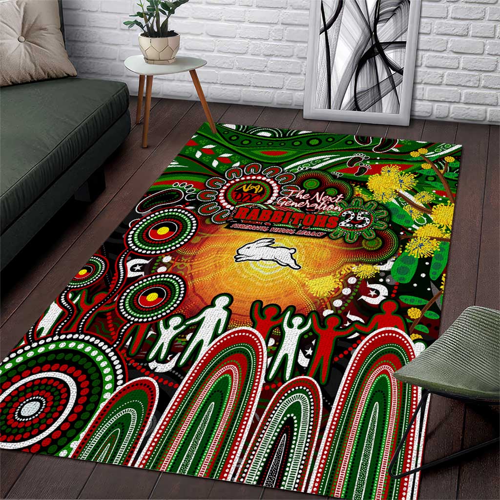 NAIDOC Week 2025 Rabbitohs Rugby Area Rug Aboriginal Dot Painting