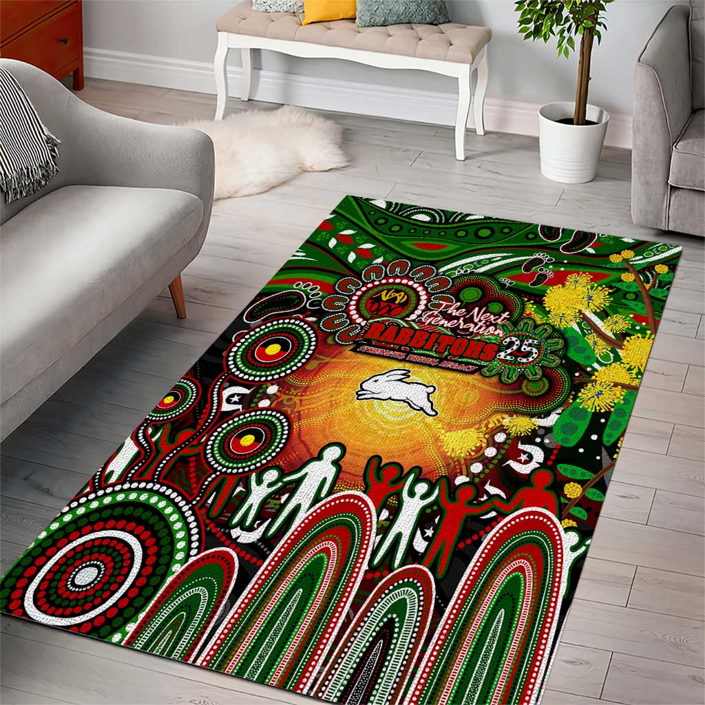 NAIDOC Week 2025 Rabbitohs Rugby Area Rug Aboriginal Dot Painting