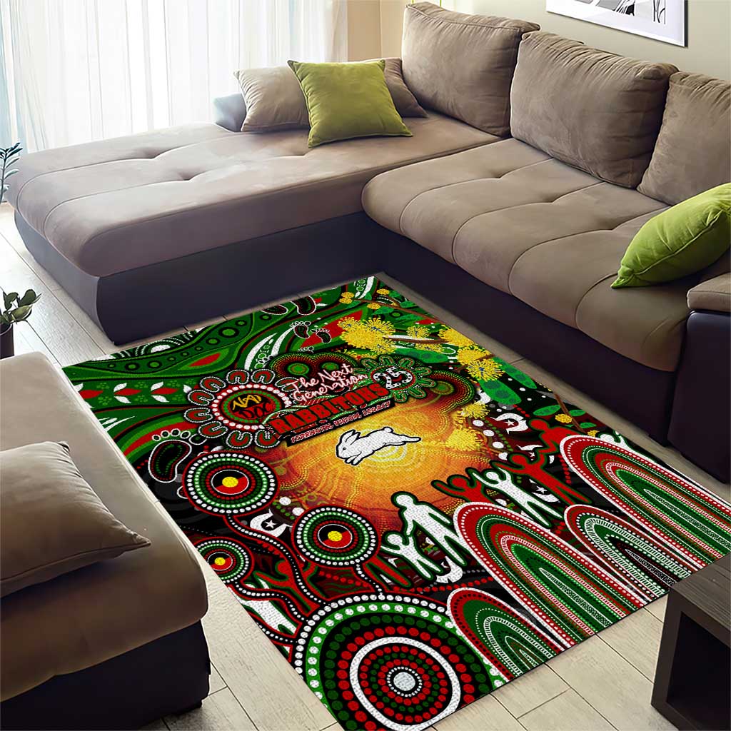NAIDOC Week 2025 Rabbitohs Rugby Area Rug Aboriginal Dot Painting