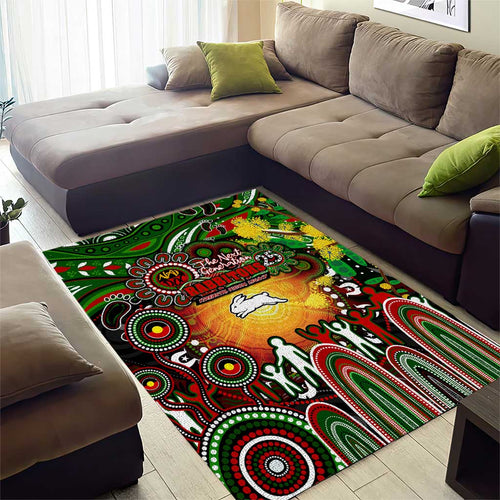 NAIDOC Week 2025 Rabbitohs Rugby Area Rug Aboriginal Dot Painting