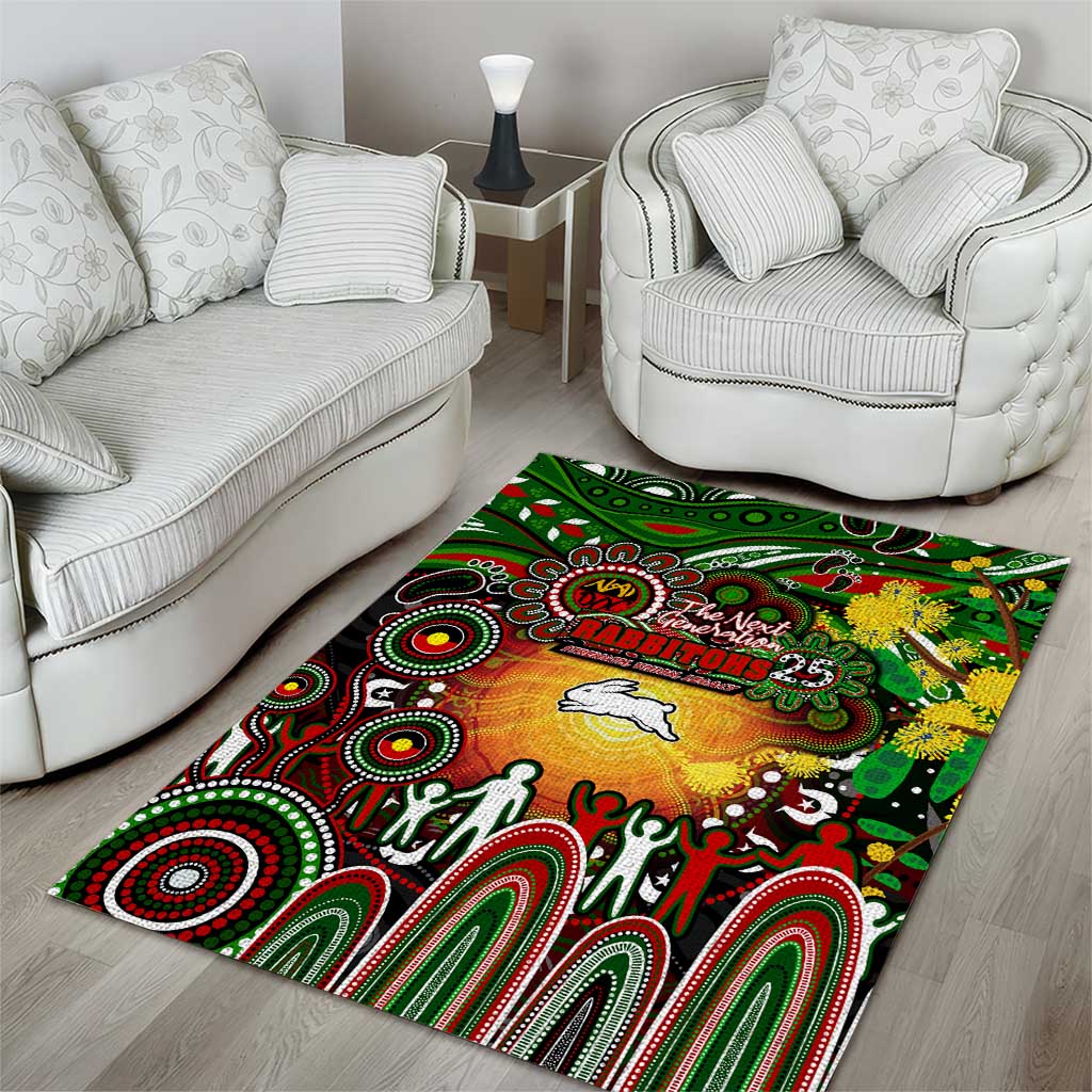 NAIDOC Week 2025 Rabbitohs Rugby Area Rug Aboriginal Dot Painting