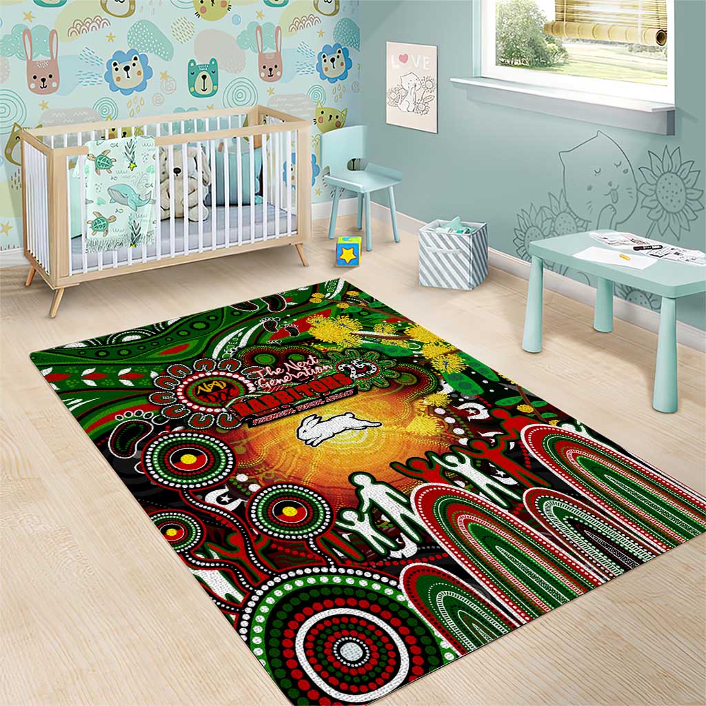 NAIDOC Week 2025 Rabbitohs Rugby Area Rug Aboriginal Dot Painting