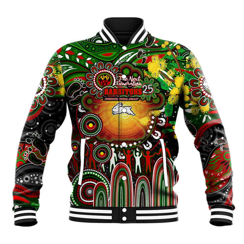 Personalised NAIDOC Week 2025 Rabbitohs Rugby Baseball Jacket Aboriginal Dot Painting