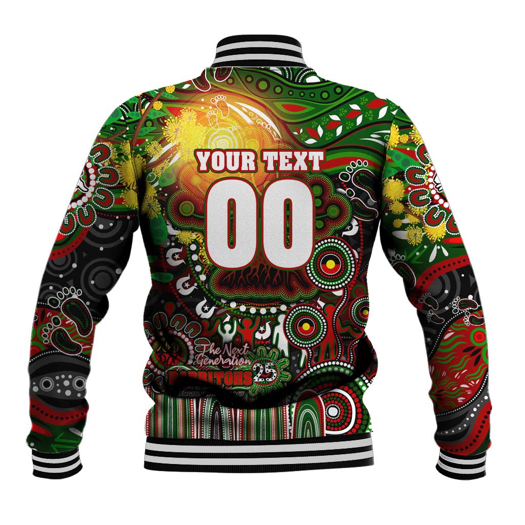 Personalised NAIDOC Week 2025 Rabbitohs Rugby Baseball Jacket Aboriginal Dot Painting