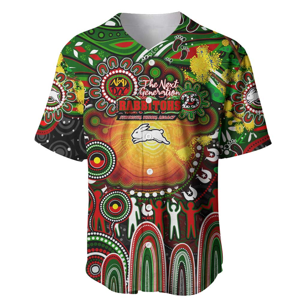 Personalised NAIDOC Week 2025 Rabbitohs Rugby Baseball Jersey Aboriginal Dot Painting