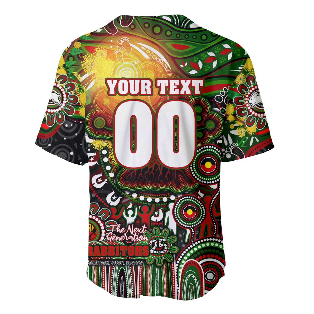 Personalised NAIDOC Week 2025 Rabbitohs Rugby Baseball Jersey Aboriginal Dot Painting