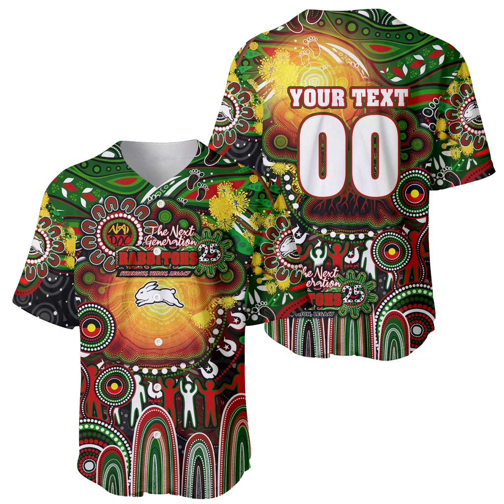 Personalised NAIDOC Week 2025 Rabbitohs Rugby Baseball Jersey Aboriginal Dot Painting