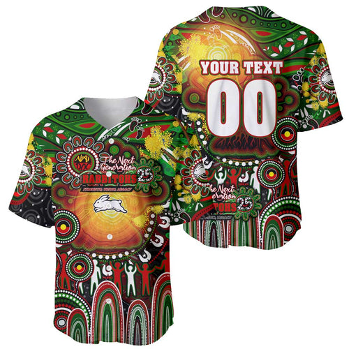 Personalised NAIDOC Week 2025 Rabbitohs Rugby Baseball Jersey Aboriginal Dot Painting