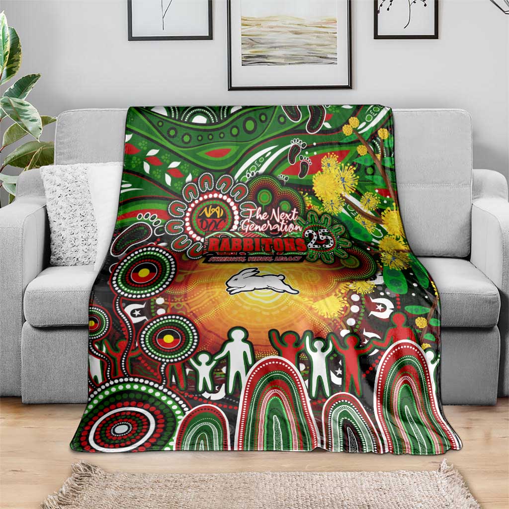 NAIDOC Week 2025 Rabbitohs Rugby Blanket Aboriginal Dot Painting
