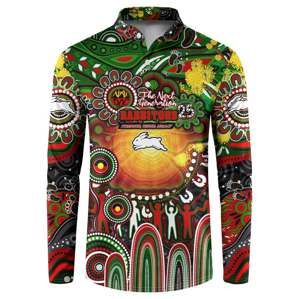 Personalised NAIDOC Week 2025 Rabbitohs Rugby Button Sweatshirt Aboriginal Dot Painting