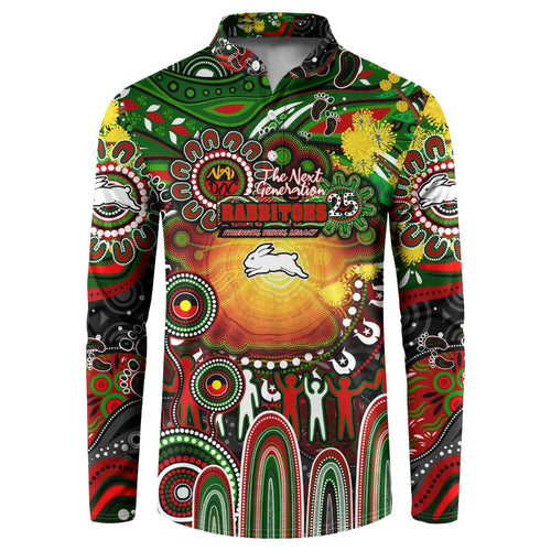 Personalised NAIDOC Week 2025 Rabbitohs Rugby Button Sweatshirt Aboriginal Dot Painting