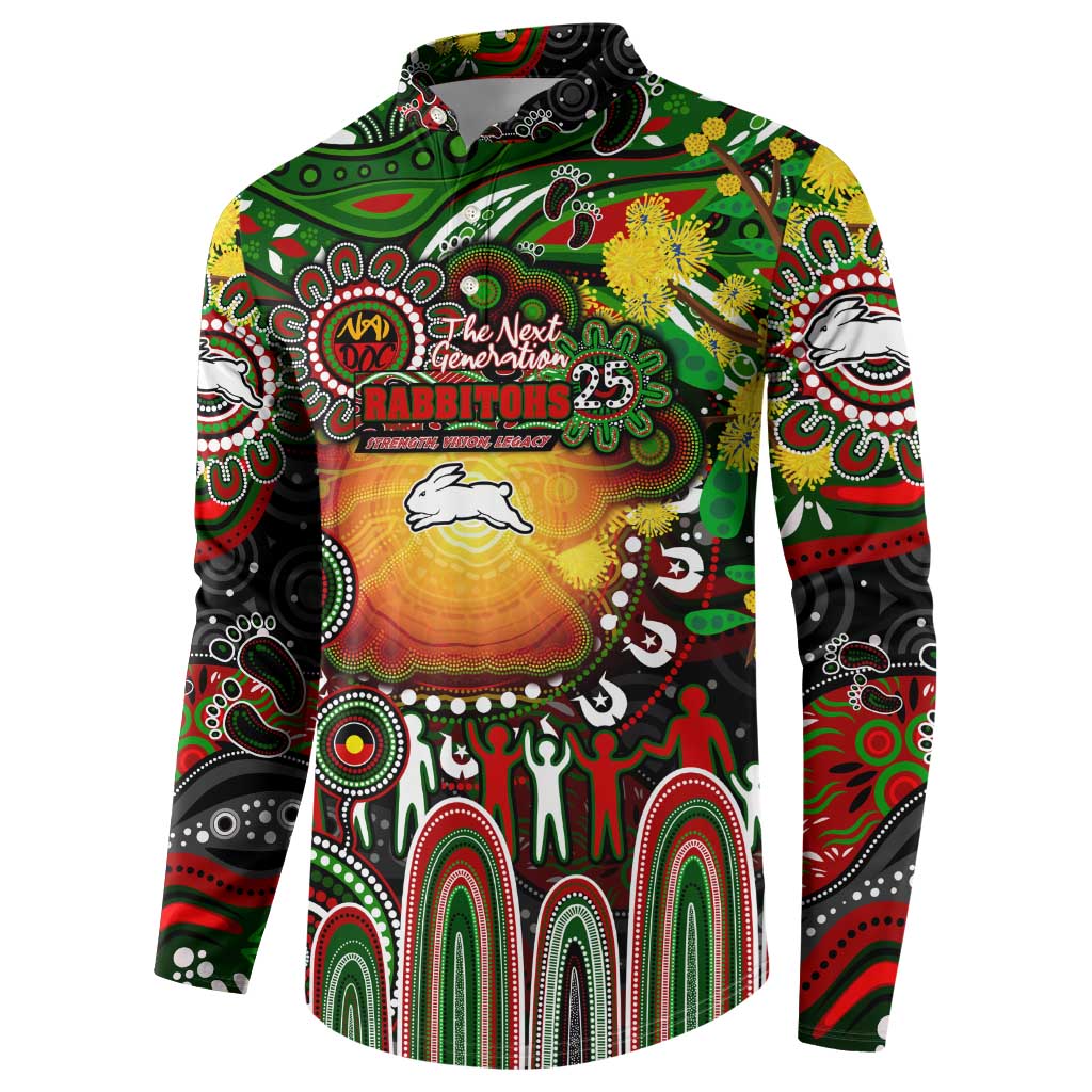 Personalised NAIDOC Week 2025 Rabbitohs Rugby Button Sweatshirt Aboriginal Dot Painting