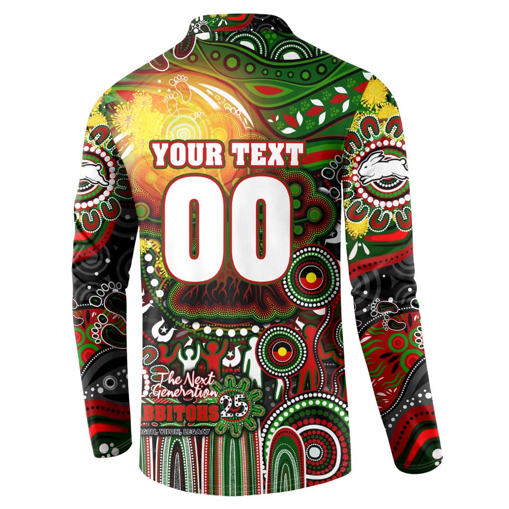Personalised NAIDOC Week 2025 Rabbitohs Rugby Button Sweatshirt Aboriginal Dot Painting