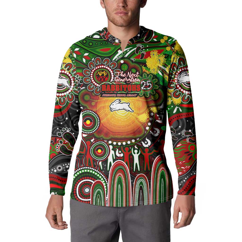 Personalised NAIDOC Week 2025 Rabbitohs Rugby Button Sweatshirt Aboriginal Dot Painting