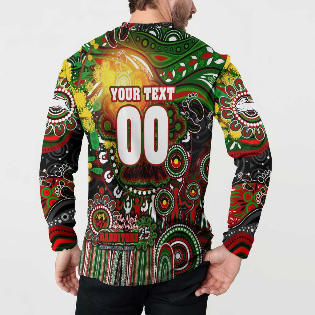 Personalised NAIDOC Week 2025 Rabbitohs Rugby Button Sweatshirt Aboriginal Dot Painting