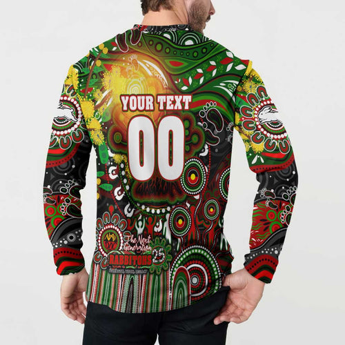 Personalised NAIDOC Week 2025 Rabbitohs Rugby Button Sweatshirt Aboriginal Dot Painting