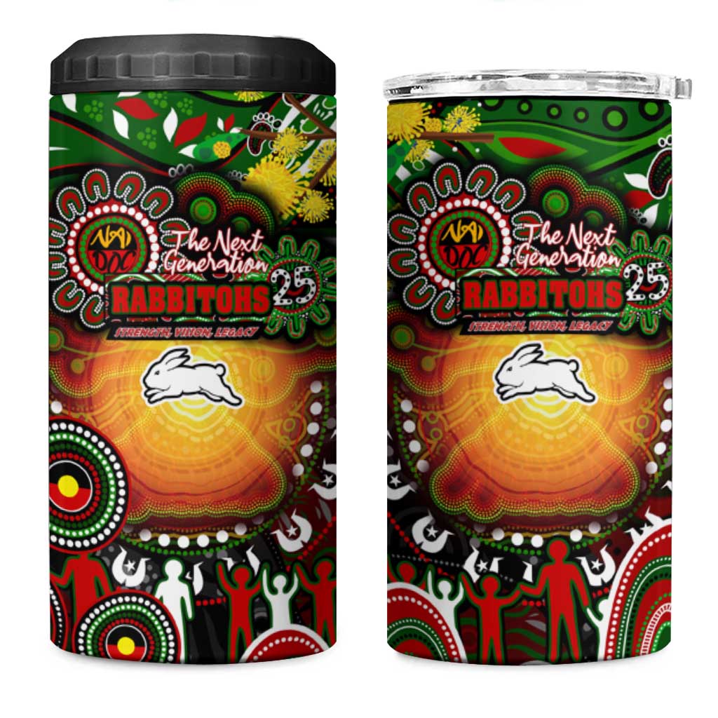 NAIDOC Week 2025 Rabbitohs Rugby 4 in 1 Can Cooler Tumbler Aboriginal Dot Painting