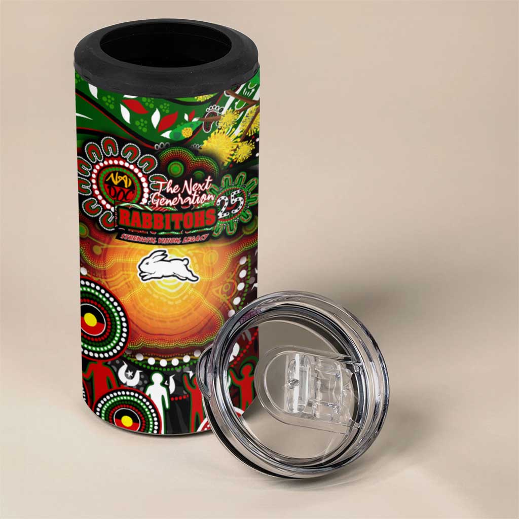 NAIDOC Week 2025 Rabbitohs Rugby 4 in 1 Can Cooler Tumbler Aboriginal Dot Painting