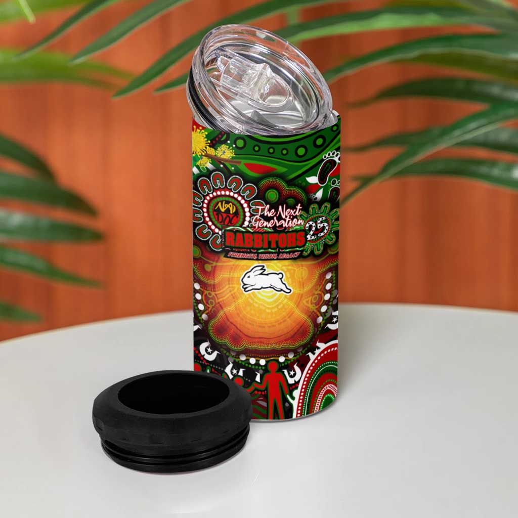 NAIDOC Week 2025 Rabbitohs Rugby 4 in 1 Can Cooler Tumbler Aboriginal Dot Painting