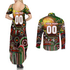 Personalised NAIDOC Week 2025 Rabbitohs Rugby Couples Matching Summer Maxi Dress and Long Sleeve Button Shirt Aboriginal Dot Painting