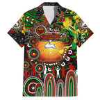Personalised NAIDOC Week 2025 Rabbitohs Rugby Family Matching Long Sleeve Bodycon Dress and Hawaiian Shirt Aboriginal Dot Painting