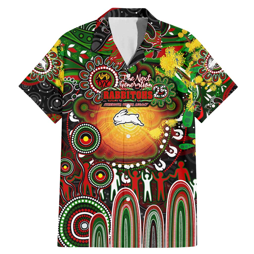 Personalised NAIDOC Week 2025 Rabbitohs Rugby Family Matching Mermaid Dress and Hawaiian Shirt Aboriginal Dot Painting