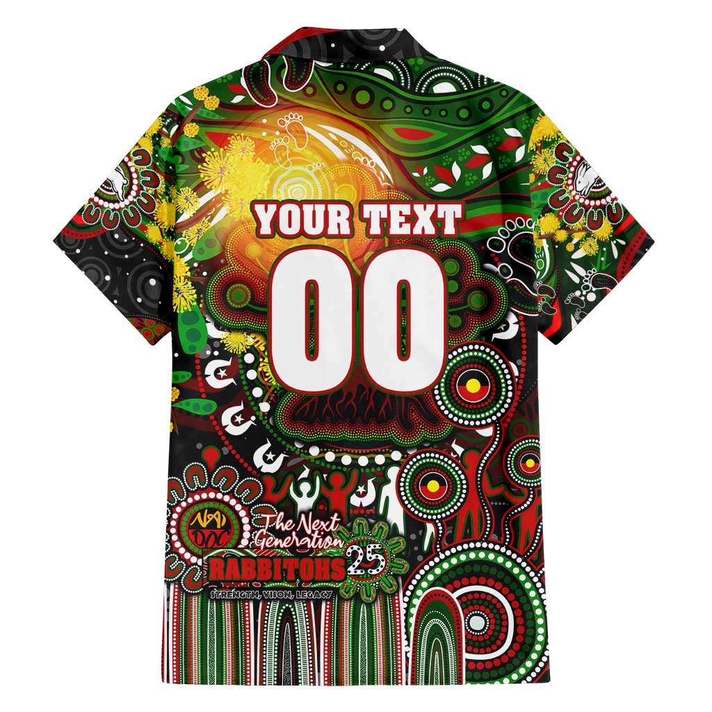 Personalised NAIDOC Week 2025 Rabbitohs Rugby Family Matching Off Shoulder Maxi Dress and Hawaiian Shirt Aboriginal Dot Painting