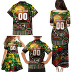 Personalised NAIDOC Week 2025 Rabbitohs Rugby Family Matching Puletasi and Hawaiian Shirt Aboriginal Dot Painting
