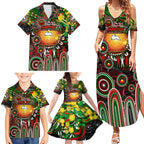 Personalised NAIDOC Week 2025 Rabbitohs Rugby Family Matching Summer Maxi Dress and Hawaiian Shirt Aboriginal Dot Painting