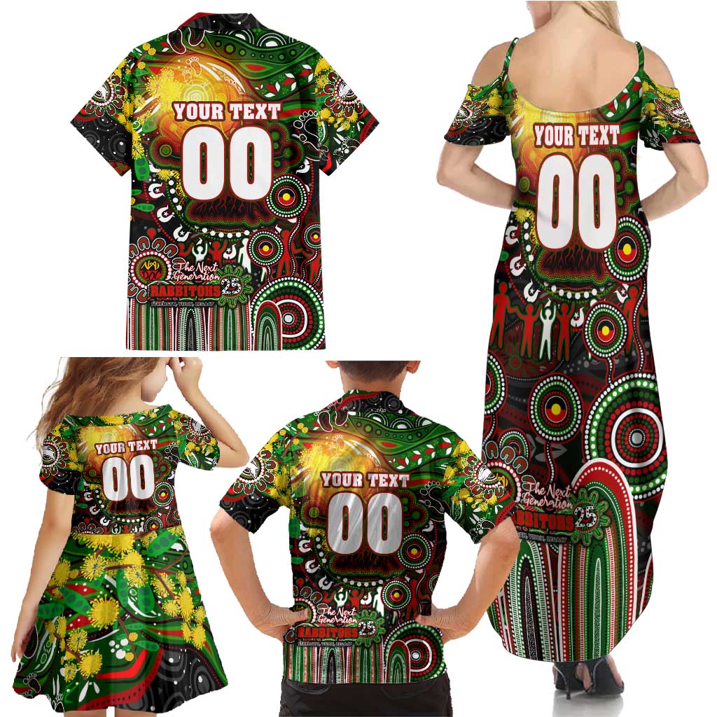 Personalised NAIDOC Week 2025 Rabbitohs Rugby Family Matching Summer Maxi Dress and Hawaiian Shirt Aboriginal Dot Painting