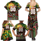 Personalised NAIDOC Week 2025 Rabbitohs Rugby Family Matching Summer Maxi Dress and Hawaiian Shirt Aboriginal Dot Painting