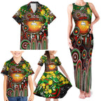 Personalised NAIDOC Week 2025 Rabbitohs Rugby Family Matching Tank Maxi Dress and Hawaiian Shirt Aboriginal Dot Painting