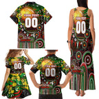 Personalised NAIDOC Week 2025 Rabbitohs Rugby Family Matching Tank Maxi Dress and Hawaiian Shirt Aboriginal Dot Painting