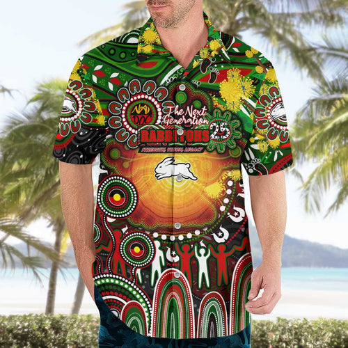 Personalised NAIDOC Week 2025 Rabbitohs Rugby Hawaiian Shirt Aboriginal Dot Painting