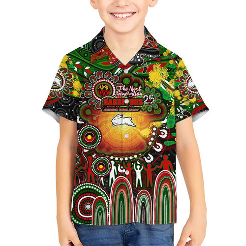 Personalised NAIDOC Week 2025 Rabbitohs Rugby Hawaiian Shirt Aboriginal Dot Painting