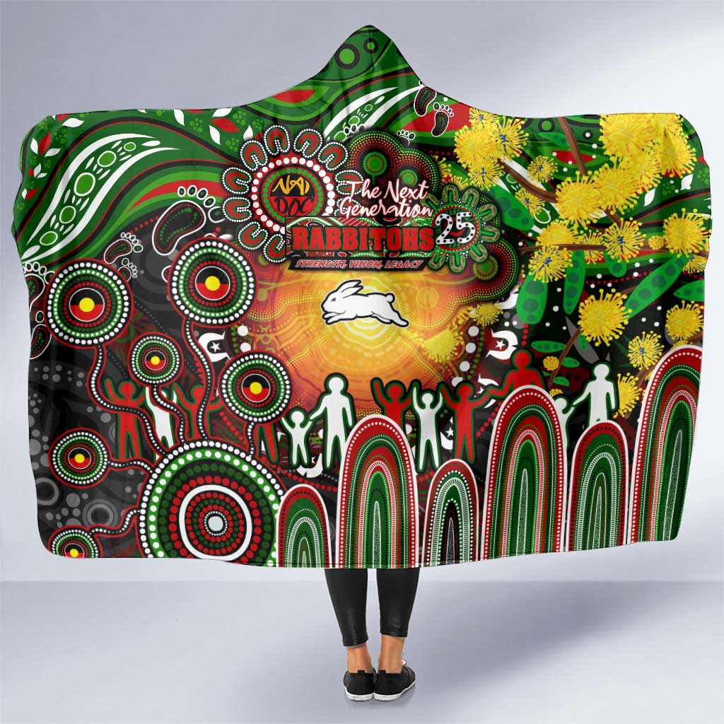 NAIDOC Week 2025 Rabbitohs Rugby Hooded Blanket Aboriginal Dot Painting