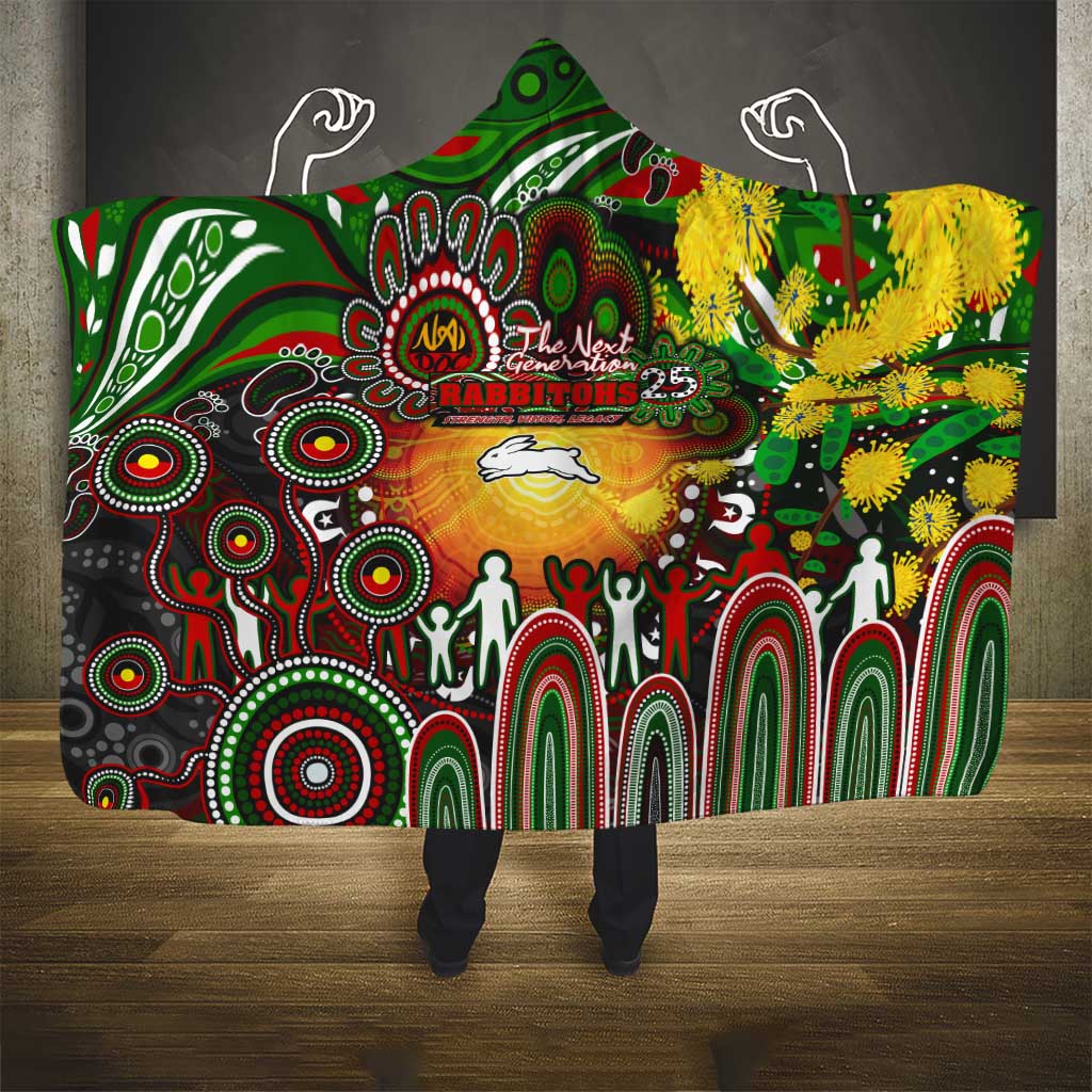 NAIDOC Week 2025 Rabbitohs Rugby Hooded Blanket Aboriginal Dot Painting