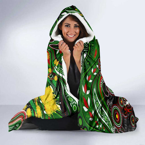NAIDOC Week 2025 Rabbitohs Rugby Hooded Blanket Aboriginal Dot Painting