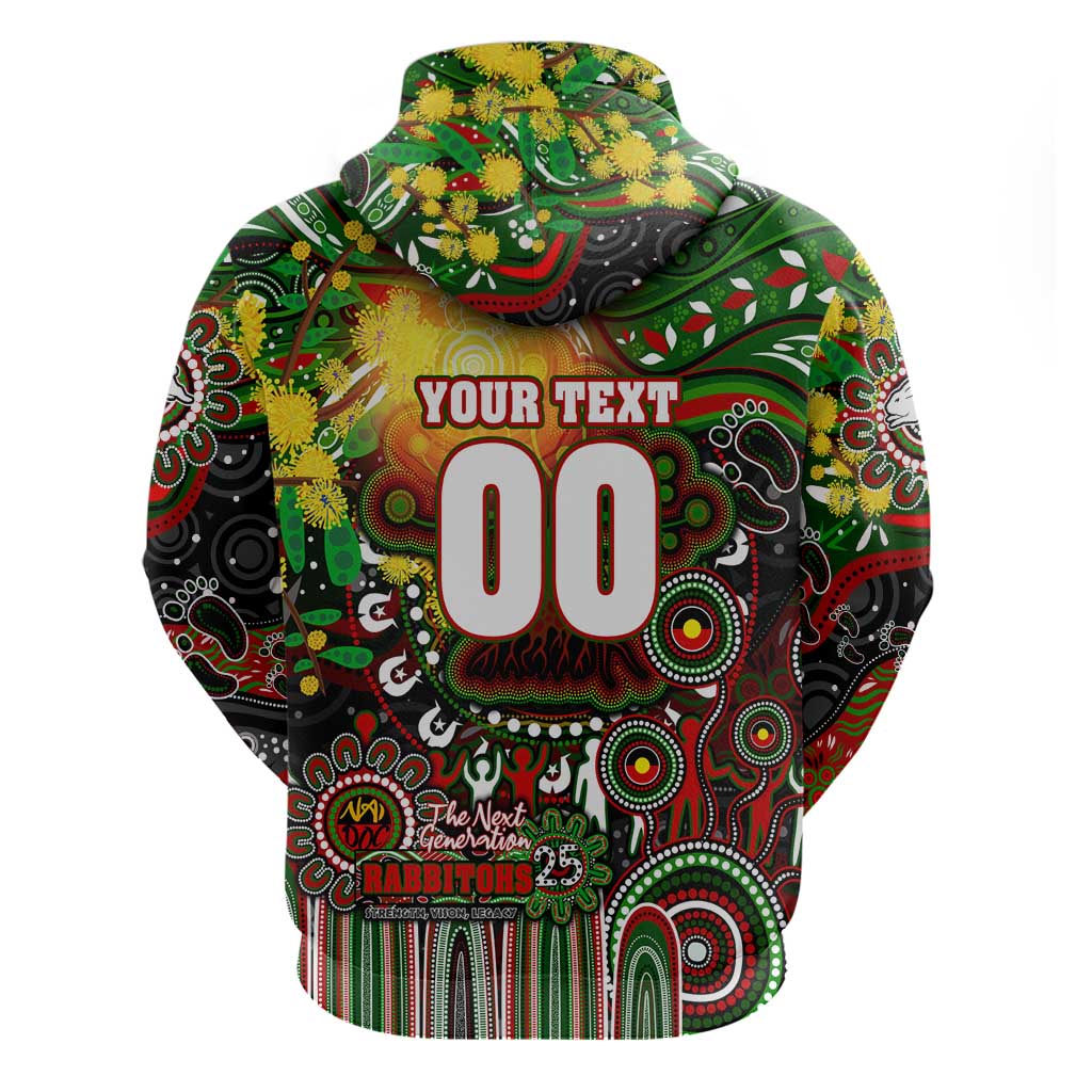 Personalised NAIDOC Week 2025 Rabbitohs Rugby Hoodie Aboriginal Dot Painting
